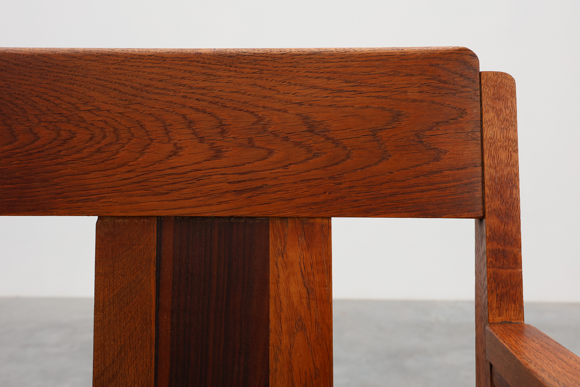 Amsterdamse school oak and velvet side chair, The Netherlands 1920sthumbnail
